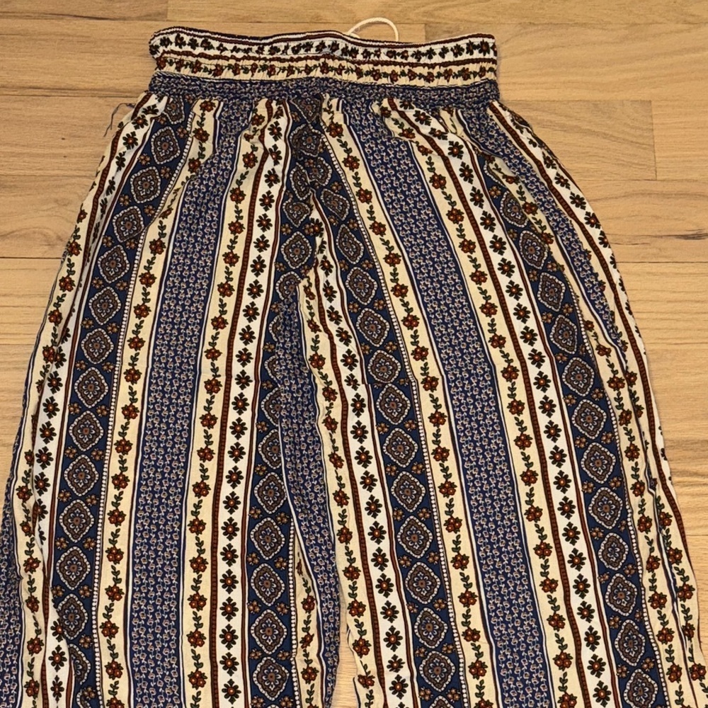 Shosho Blue and Cream Wide Leg Pants - Picture 9 of 13